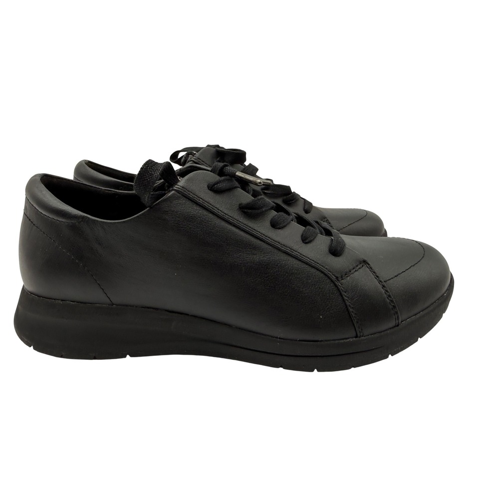 Revere Leather Sneakers Womens 42 Black Excellent Slip Resistant Lace Up Low Top